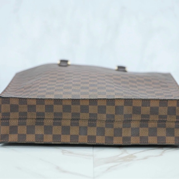LV Sac Plat tote bag in the Damier Ebène canvas and brown leather trim - Picture 3 of 16